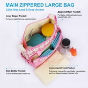 iMounTEK Baby Diaper Tote Stylish Nappy Messenger Insulated Bag 5 Piece Set Large Medium Handbag, Food/Bottle Bag, Pink