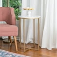 thumbnail image 2 of Table d'Appoint Ronde Moderne 16 Pouces en Faux-Marbre Blanc avec Base Dorée, 2 of 5