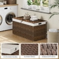 thumbnail image 2 of HOOBRO Storage Basket with Lid, 52.8 Gallon (200L) Wicker Basket, Handwoven Blanket Storage Basket with Handles, Metal Frame and Soft Lining, Foldable for Bedroom, Laundry Room, Brown BR220CW01, 2 of 9