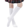 thumbnail image 7 of Kids Three Stripes High Knee Cotton Socks Thigh Tights Athletic Soccer Unisex Socks 1 Pair White One Size, 7 of 7