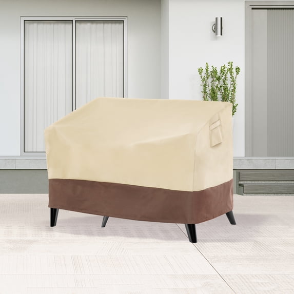 ACEGOSES 2-Seat or 3-Seat Sofa 600D Oxford Fabric Patio Sofa Cover, Click-Close Straps on the Bottom of Cover, Khaki