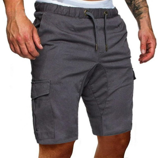 OUSITAID Mens Casual Drawstring Cargo Shorts Classic Relaxed Fit Elastic Waist Work Shorts with Multi-Pocket