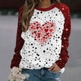 thumbnail image 2 of Penkiiy T-Shirt Décontracté à Col Rond pour Femmes, Manches Longues, Mignon, Tendance, Grande Taille, Imprimé Cœur, S Rouge, 2 of 5