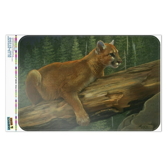 Cougar Mountain Lion on Fallen Tree Home Business Office Sign