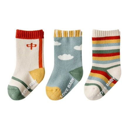 

ZRBYWB Socks Winter Warm Baby Antiskid Walk Cute Plush Ear Socks Super Soft Socks Heavy Thermal Cozy Crew Boot Socks 3 Pairs