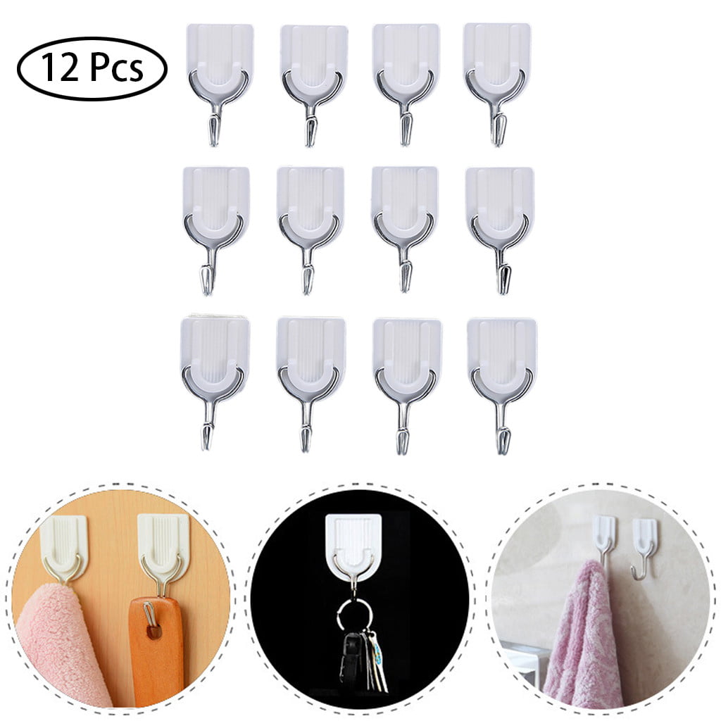 6Pcs Strong Adhesive Hook Wall Door Sticky Hanger Holder Kitchen Adhesive Hooks 