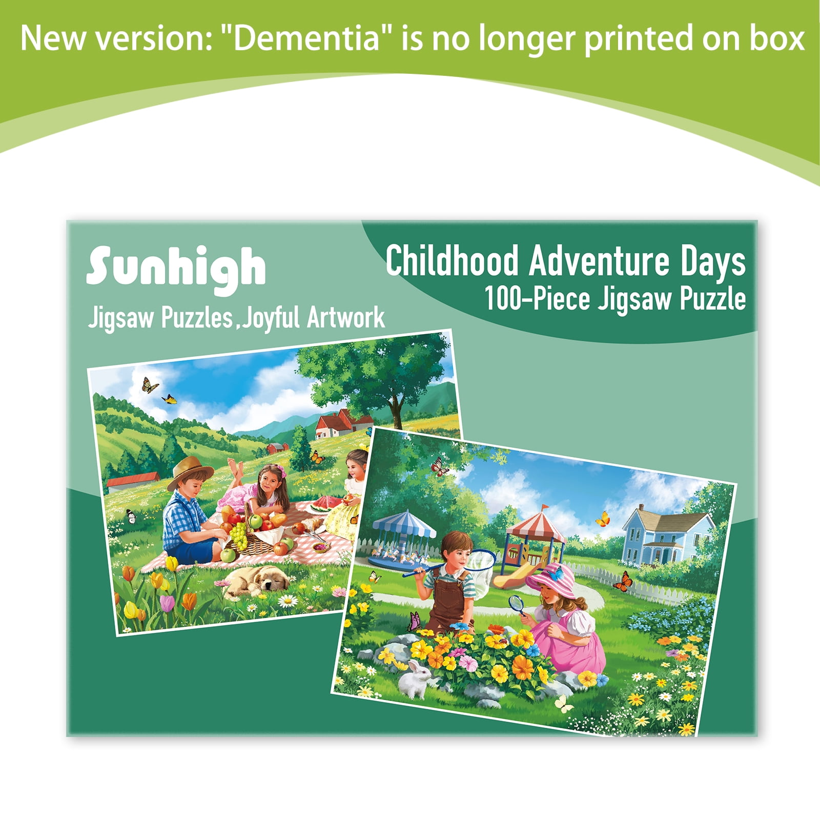 Sunhigh Dementia Puzzles for Elderly, Set of 2-100 Piece Jigsaw Puzzle, Alzheimer’s Products and Activities for Seniors Childhood Adventure Days