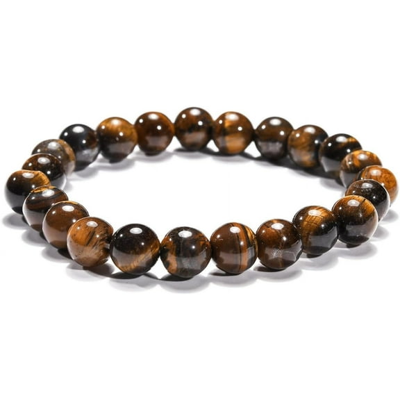 1Pc Natural Tiger Eye Beaded Stretch Bracelets Round 2 inch(5.2cm) Bead 8mm