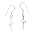 thumbnail image 3 of Simply Stylish Christian Cross Sterling Silver Dangle Earrings, 3 of 5