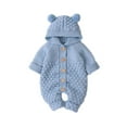 thumbnail image 2 of TMOYZQ Baby Boys Girls One-Piece Knitted Hooded Jumpsuit Autumn Winter Warm Sweater Romper Outfits Infant Toddler Buttons Bodysuit Playsuit Newborn Clothes, 2 of 6