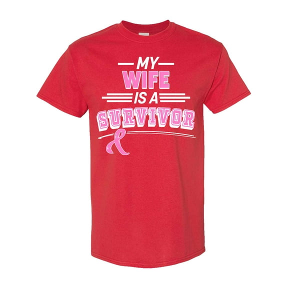 Inktastic My Wife is a Survivor Breast Cancer Awareness T-Shirt