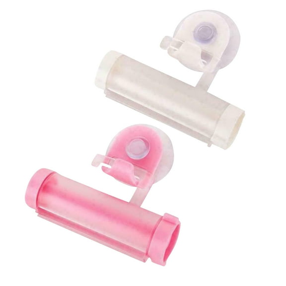 VerPetridure Creative Toothpaste Device Small Partner Squeeze Toothpaste Bathroom Pendant Suction Cup Hook Roll Squeeze Toothpaste Device 1Pc White + 1Pc Pink 2PCS Rolling Toothpaste Dispenser Tube S