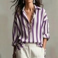 thumbnail image 2 of Horkkom Striped Shirt Women Long Sleeve Button Down Shirts Casual Loose Work Dress Shirts M, 2 of 7
