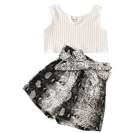 

One Opening Baby Girls Outfits Summer Sleeveless Vest Tops Bowknot Shorts