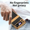 thumbnail image 5 of Compatible with Samsung Galaxy Z Flip 3 5G Luxury Case with Hinge Protection, Classical Plating PC with PU Leather Protective Anti-fingerprint Cover Phone Case for Samsung Z Flip 3, Black, 5 of 7