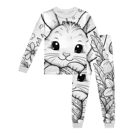 TSADFHJI New Born Clothes Baby Girl Sleepers Kid Easter Diy Hand Painted Homewear Set Colouring Pajama Sets for and Girl Can Play with and Wear 7-8 Years White