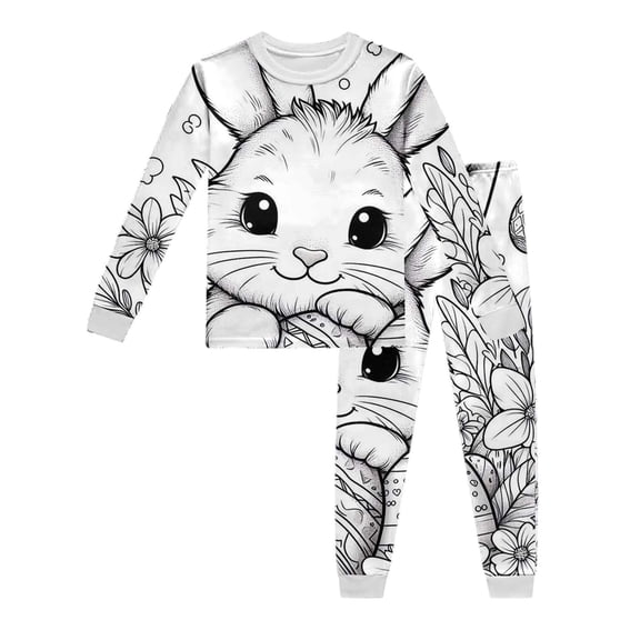 Rhuody Boy Easter Outfits Long Sleeve Diy Hand Painted Homewear Set Crewneck Tops Pants Colouring Pajama Sets Relax Fit Summer Wear White 2 Years