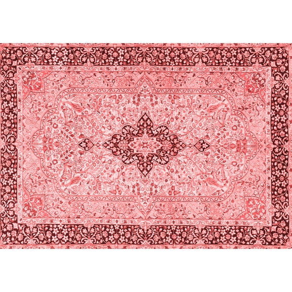Ahgly Company Indoor Rectangle Medallion Red Traditional Area Rugs, 5' x 7'