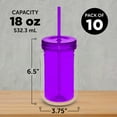 thumbnail image 5 of Acrylic Tumblers with Straw 18 oz. Set of 10, Bulk Pack - Perfect for Smoothies, Iced Coffee, Soda, Other Beverages - Purple, 5 of 5