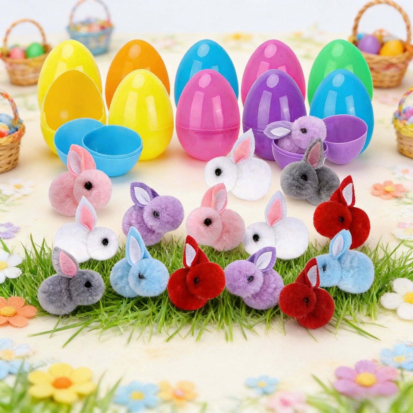 XIAHAO 24 Pcs Mini Plush Easter Bunny Animals, Miniature Stuffed Rabbit, Soft Tiny Stuffed Animals Easter Bunnies Plush Rabbit for Easter Basket Stuffers, DIY Hair Clips