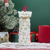 JWshufel Christmas Decorations Christmas Home Decor Wine Bottle Cover Velvet Bag for Holiday Party Restaurant Festive Dinner Unique Hostess Gift for Joyful Celebration 11in White