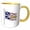 Yellow/White, variant on 3drose, Flag of Newfoundland on a Flag Pole over White Newfoundlander, 11oz Two-tone Black Mug