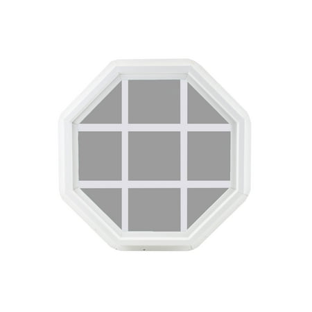 Octagon 24" Double Pane Window Tempered Glass Low-E PVC Frame With Grids