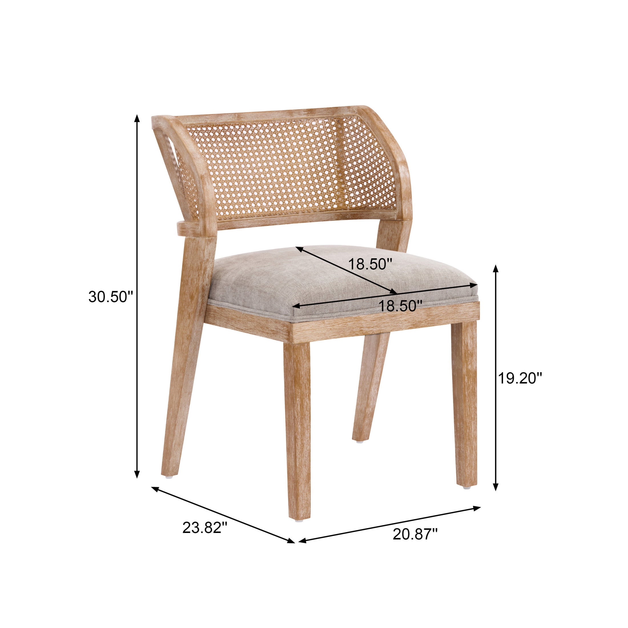 Christopher Knight Home Vintage Rattan Back Dining Chairs Set of 2, Natural Rubberwood Frame, Light Brown Seat
