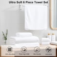 thumbnail image 3 of Jessy Home 6 Piece Towel Set White Soft Bath Towel Set for Bathroom-2 Bath Towels, 2 Hand Towels, 2 Washcloths Highly Absorbent Bath Sheet for Hotel & Spa, 3 of 7