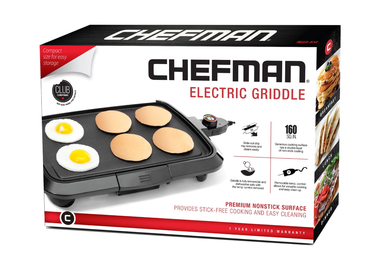  Chefman XL Electric Griddle with Removable Temperature