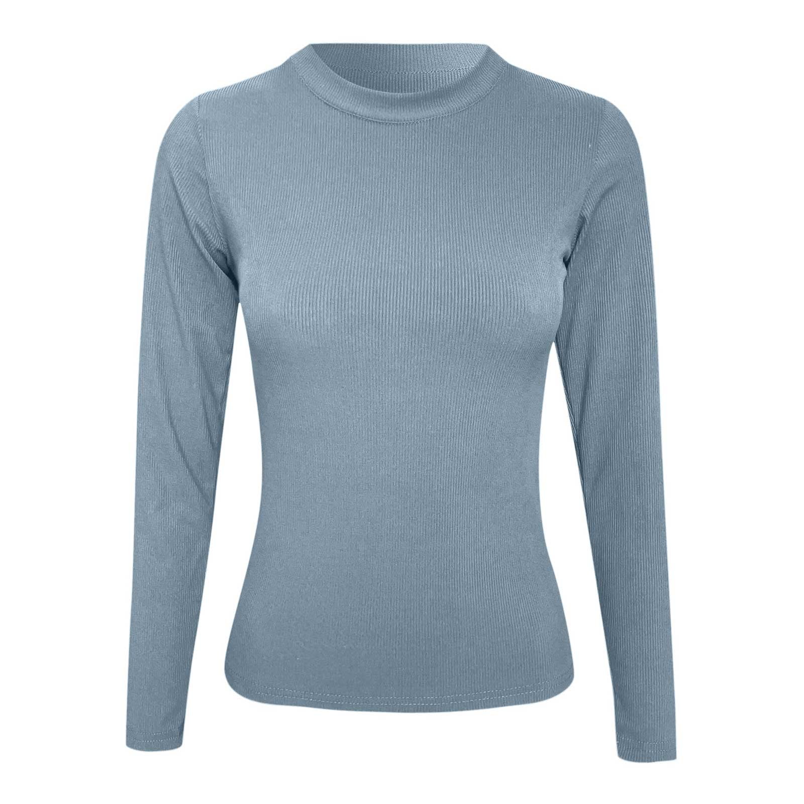 T-shirt Femme à Manches Longues 100% Coton - Coupe Classique, Col Rond, Essentiel De La Garde-Robe