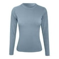 thumbnail image 3 of Women's Long Sleeve Stretch T-Shirt Soft Ribbed Crewneck Casual Fitted Basic Top Comfortable Everyday Wear, 3 of 3