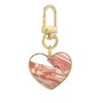 thumbnail image 1 of Grasa de cerdo la textura de la carne cruda de alimentos Llavero de metal en forma de corazón dorado, 1 of 3