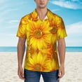 thumbnail image 2 of Xecao 3D Sunflowers print Hawaiian shirt - a stylish short-sleeve button-down for men, perfect for casual beach and tropical outings., 2 of 9