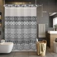thumbnail image 5 of No Hook Grey Black Boho Shower Curtain with Snap in Liner Set, Vintage Ethnic Tribe Abstract Art Waterproof Fabric Bathroom Curtains with See Through Top Window, Hotel Style Stall 48 x 72 Inch, 5 of 9