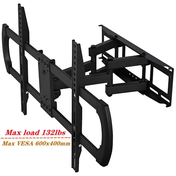 Full Motion 37-80 inch TV Wall Mount up to 132 Lbs and Max VESA 600x400mm, Heavy Duty TV Bracket with Dual Articulating Arms Swivel Tilt Extension, Fits 16" Wood Studs