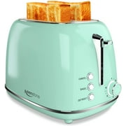 Toaster 2 Slice Retro Stainless Steel Toaster with Bagel, Cancel, Defrost Function, Extra Wide Slot Toaster with High Lift Lever, 6 Shade Settings, Removal Crumb Tray, Blue