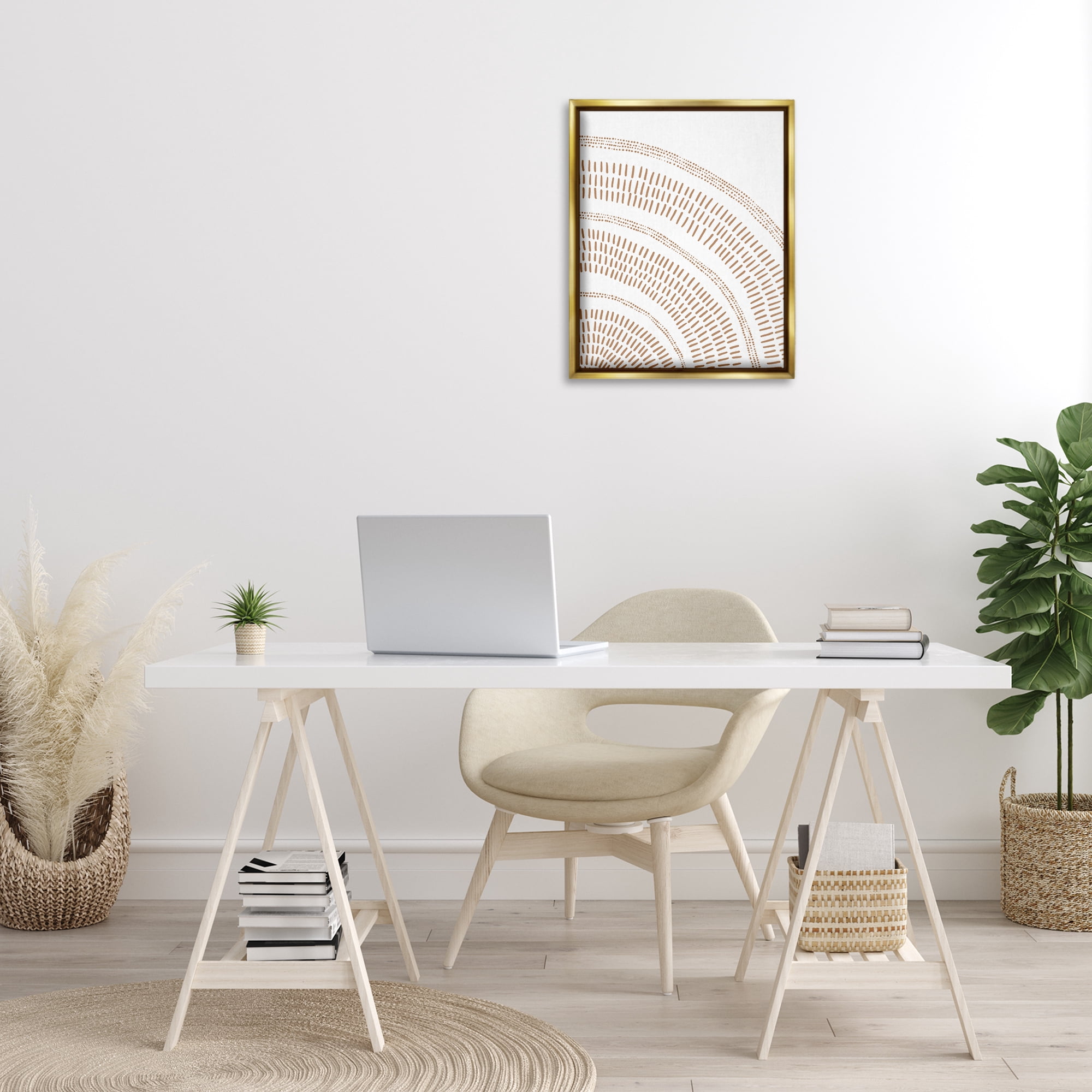 Stupell Industries Arched Boho Pattern Abstract Painting Gold Floater Framed Canvas Art Print Wall Art, 17 x 21