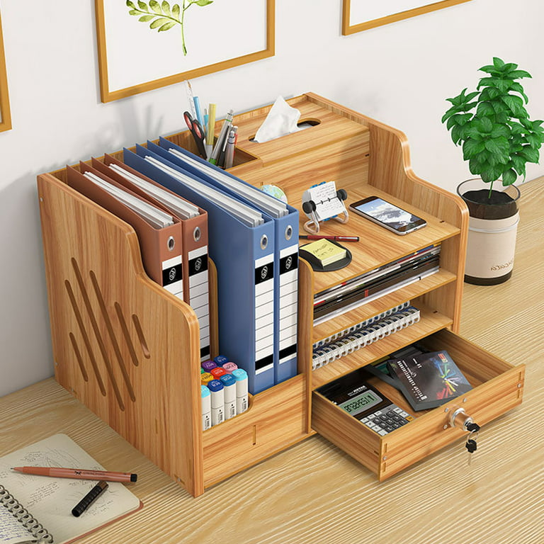 Catekro Wooden Desktop Organizer, Desk Organizers and Accessories, Desktop