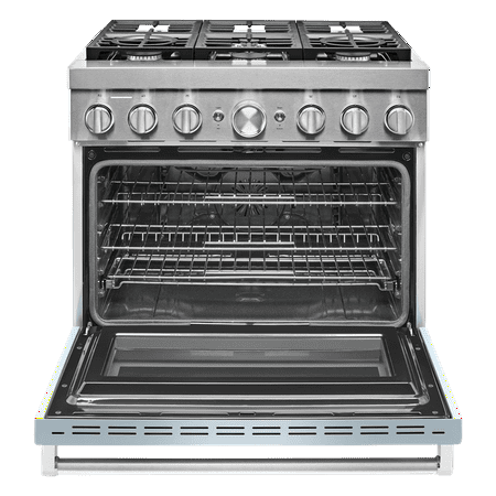 KitchenAid - 5.1 Cu. Ft. Freestanding Dual Fuel True Convection Range with Self-Cleaning - Misty blue
