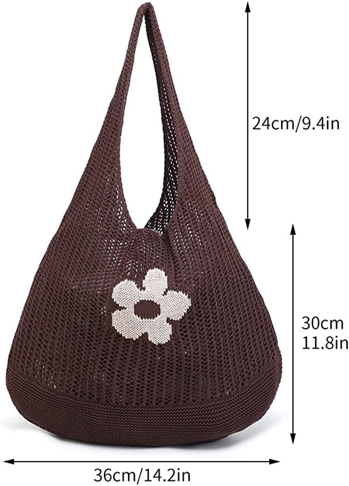 CoCopeaunts Womens Beach Tote Bags Shoulder Handbags knit bag Tote bag aesthetic Accessories for school Crocheted cute Tote bags
