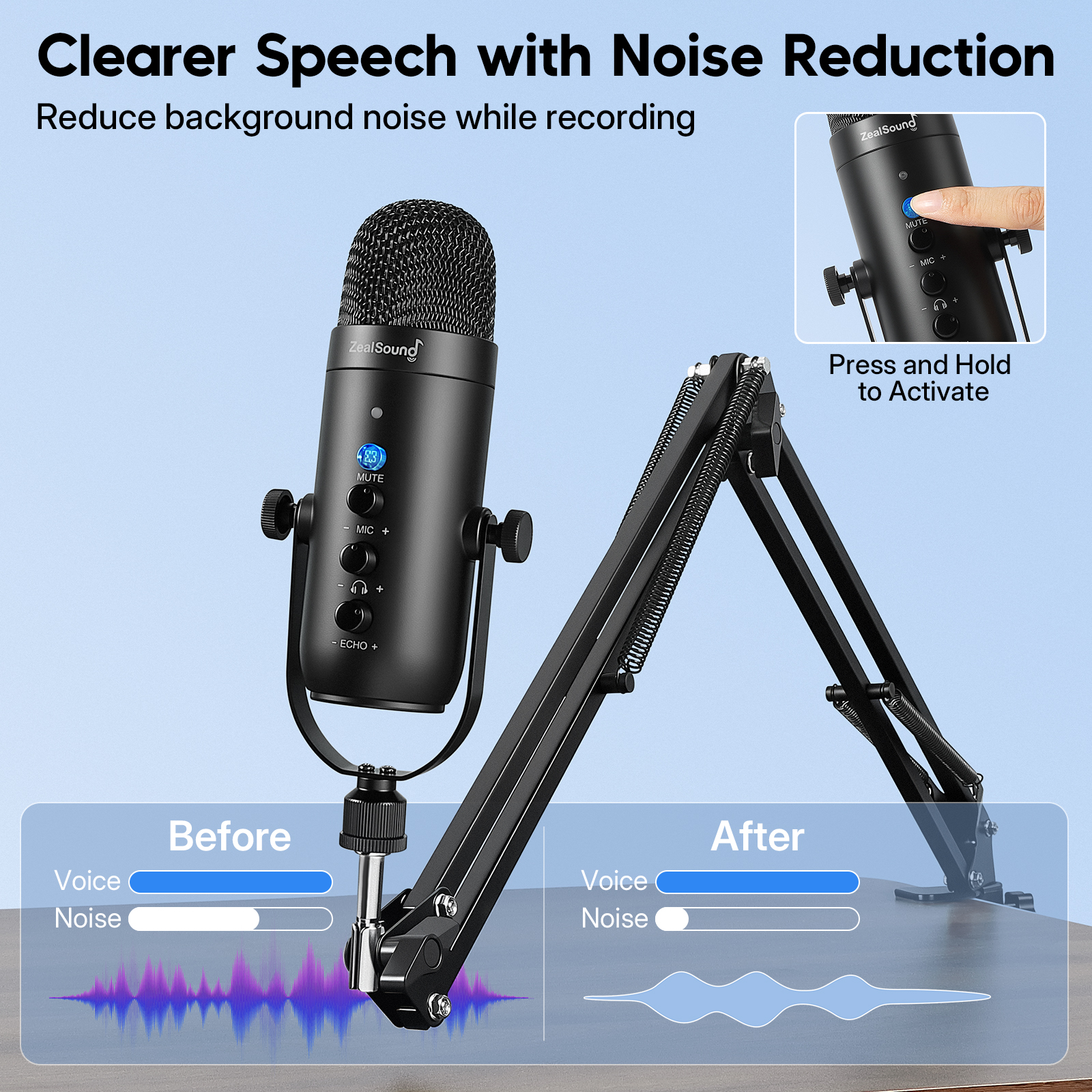 ZealSound Gaming Microphone Kit with Boom Arm and Controls photo 3