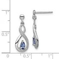 thumbnail image 2 of 925 Sterling Silver Dangle Polished Post Tanzanite and Diamond Earrings Measures 21x8mm Wide - Dangle Earring for Women, 2 of 2