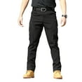 thumbnail image 3 of Mens Travel Pants Loose Fit Breathable Joggers Straight Leg Cargo Sweatpants Casual Trousers with Pockets, #04 Black, Size XL, 3 of 10