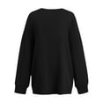 thumbnail image 4 of LITTER'S FULL Women's Casual Fashion Solid Color Round Neck Raglan Long Sleeve Sweatshirt Top with Fun Print for Daily Use,Black,L, 4 of 5