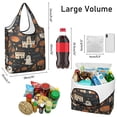 thumbnail image 3 of 5 Pack Foldable Shopping Bag,Autumn Halloween Scene Pattern Reusable Grocery Bags with Pockets,Large Reusable Tote Bags with Handles Waterproof & Lightweight, 3 of 6
