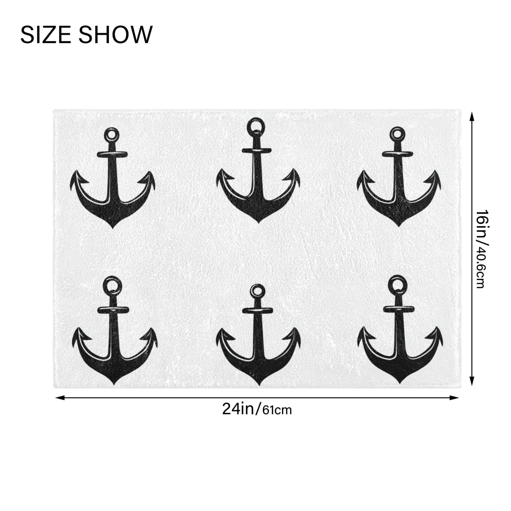 Yayeee Bath Rugs for Bathroom Floor Non Slip Non Skid Rectangle Soft Absorbent Anchor Pattern Machine Washable Mat