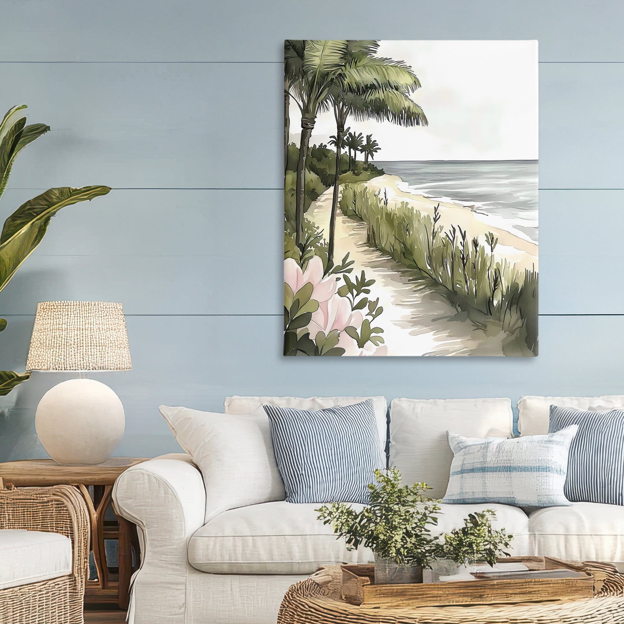 Stupell Industries Coastal Calm Palm Tree Pathway Canvas Wall Art, design by Riley B