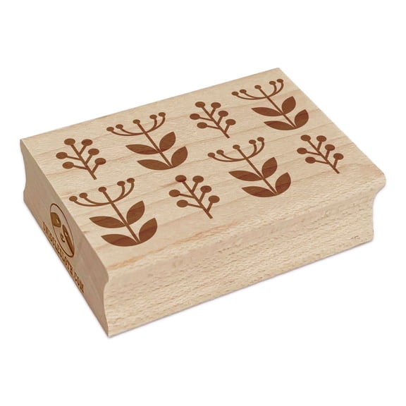 Scandinavian Plants Rectangle Rubber Stamp Stamping Scrapbooking Crafting - Small 1.7in