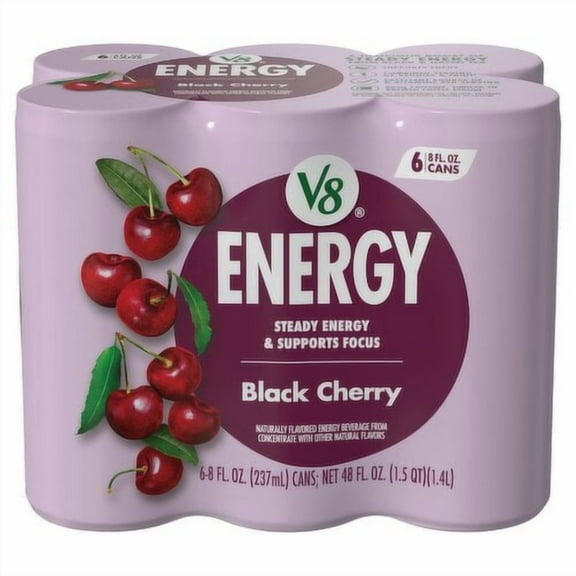 V8  Energy Black Cherry Vegetable & Fruit Juice 6pk 48 oz